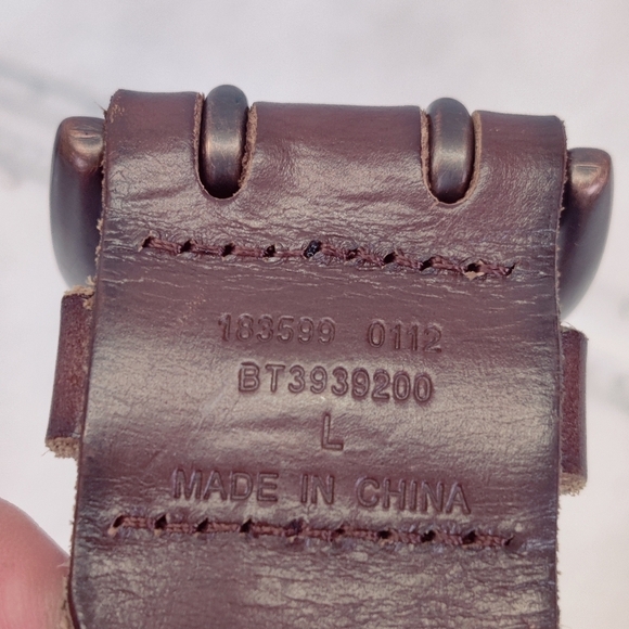 Fossil Brown Leather Belt Sz L Cut Out Leaf Double Prong Fully Adjustable To 43" - Picture 5 of 9